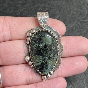 Kambaba Jasper Rhyolite and Stone Crystal Jewelry Pendant